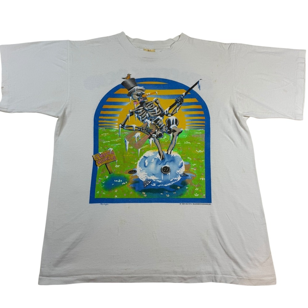 Vintage Grateful Dead Skeleton Spring Tour T-Shirt – 1989, Size L, 100% Cotton‎